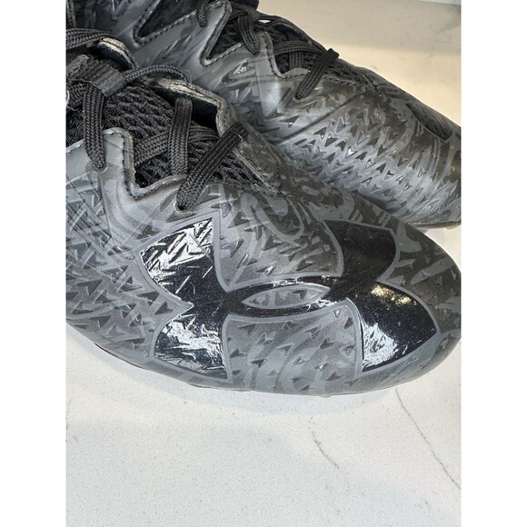 Under Armour Men’s Football Cleats Size 9.5 Black Gray High Top Molded Studs UA - Picture 4 of 9